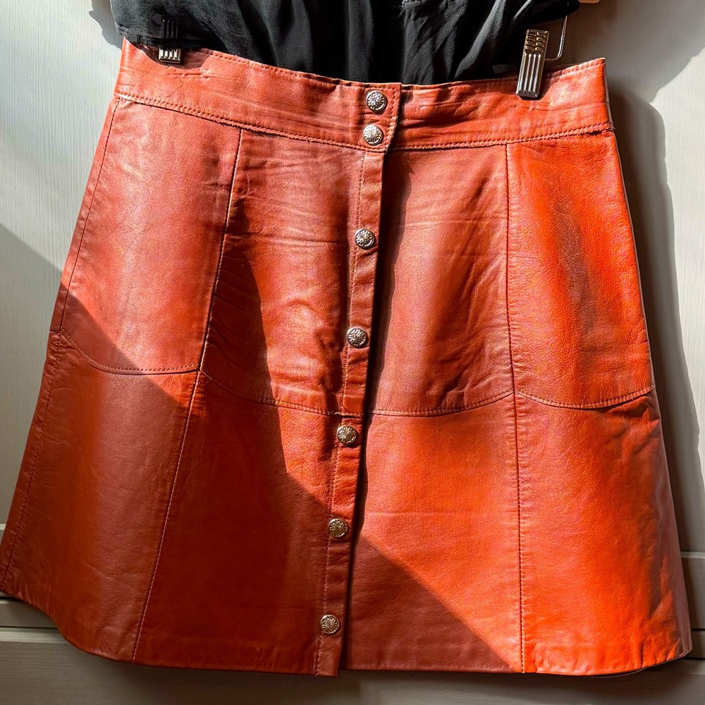 Vintage 1970’s leather button up skirt